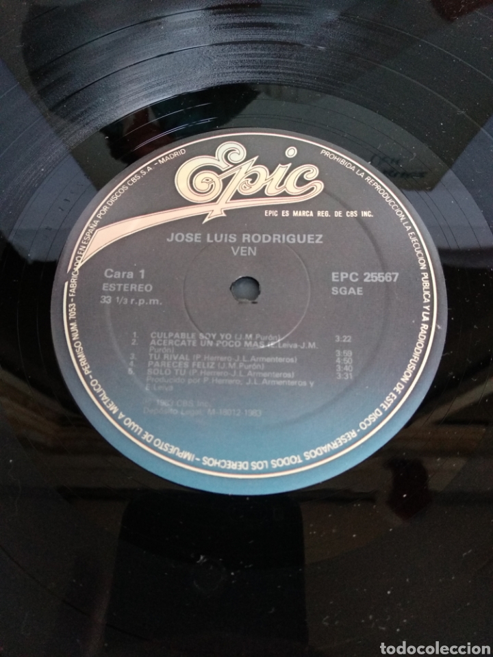 Discos de vinilo: *JOSE LUIS RODR&Iacute;GUEZ. VEN. SPAIN. EPIC. 1983 - Foto 3