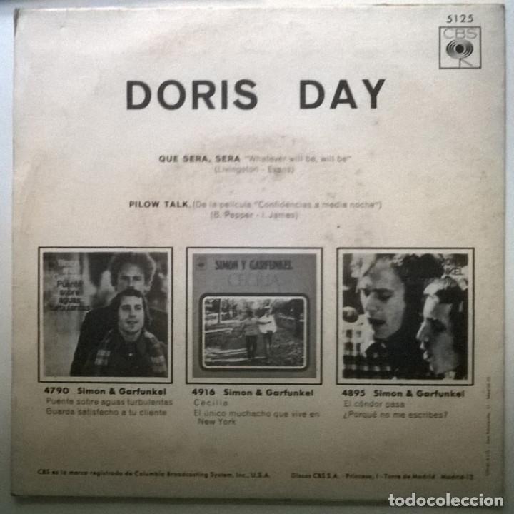 Discos de vinilo: Doris Day. Qu&eacute; ser&aacute; ser&aacute;/ Pilow talk. CBS, Spain 1970 single - Foto 2
