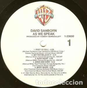 Discos de vinilo: JAZZ - DAVID SANBORN - &rdquo;AS WE SPEAK&rdquo; - LP 1982 - Foto 3