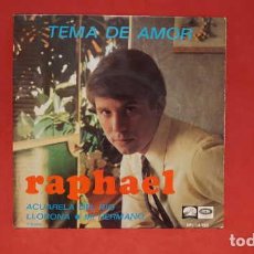Discos de vinilo: EPS, RAPHAEL, TEMA DE AMOR, ACUARELA DEL RIO, LLORONA, MI HERMANO, EMI EPL 14.385.