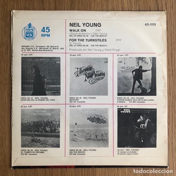 Discos de vinilo: Neil Young - Walk On - single - Foto 2