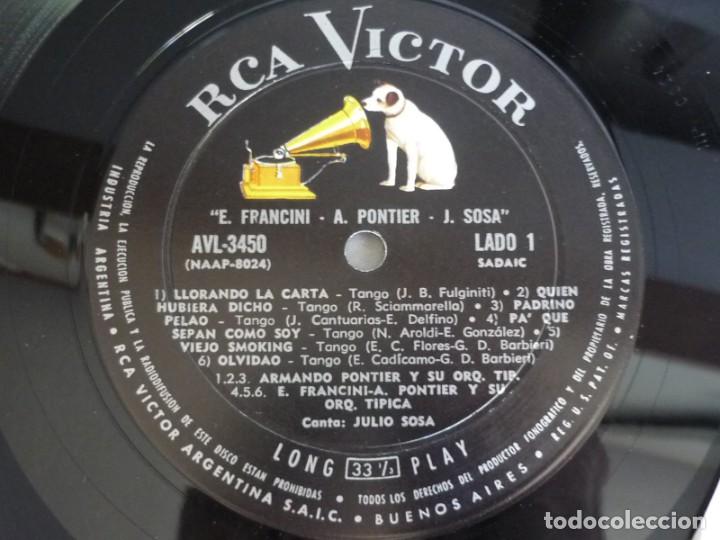Discos de vinilo: LP vinilo Julio Sosa, E. Francini, A. Pontier - Foto 4