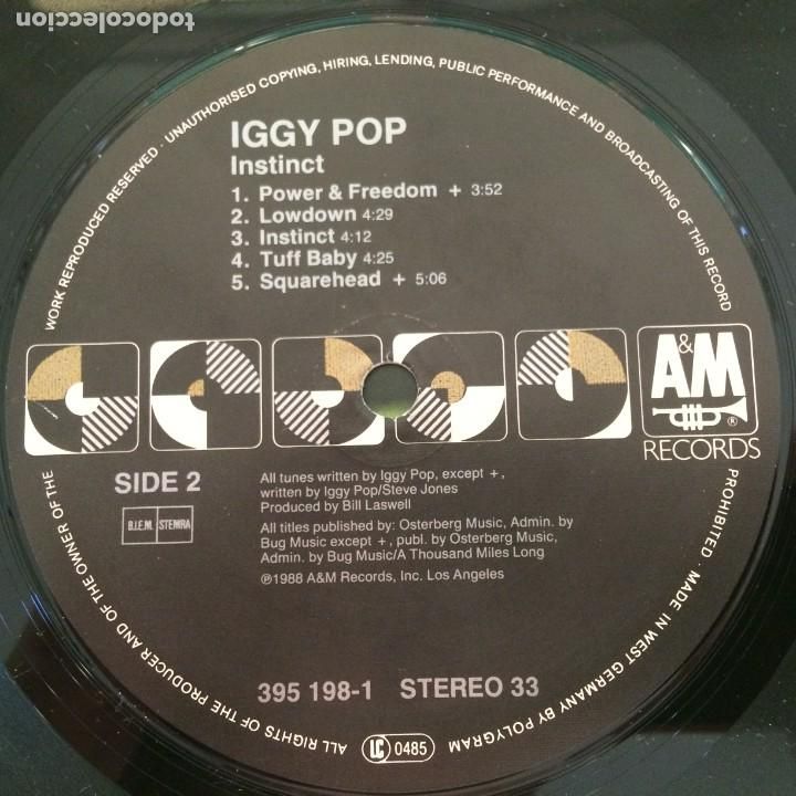 Discos de vinilo: Iggy Pop &lrm;&ndash; Instinct , Germany 1988 A&M Records* - Foto 6