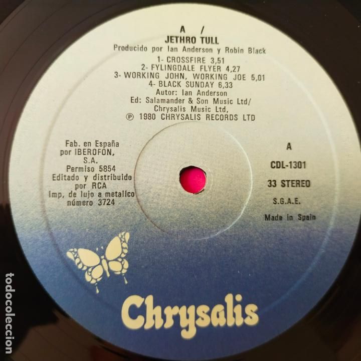 Discos de vinilo: JETHRO TULL- A- SPAIN LP 1980 + INSERT- VINILO COMO NUEVO- ref. 1 - Foto 4
