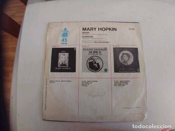 Discos de vinilo: MARY HOPKIN-SINGLE ADIOS - Foto 2