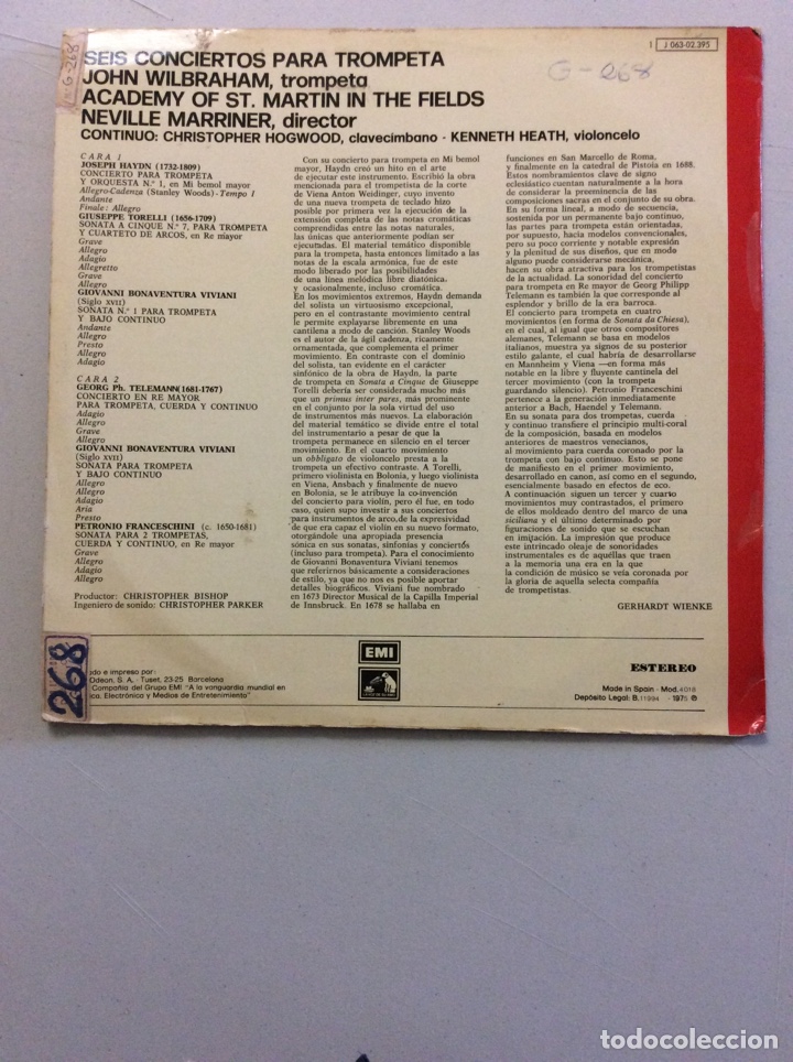 Discos de vinilo: Seis conciertos para trompeta. John Wilbraham. - Foto 2