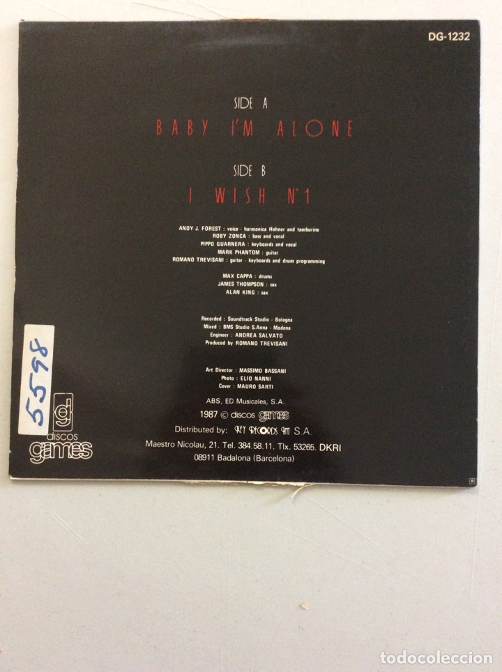 Discos de vinilo: Andy J Forest. Baby i&rsquo;m alone - Foto 2