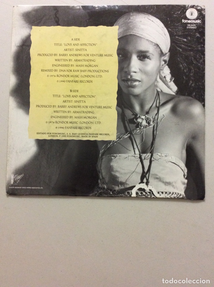Discos de vinilo: Sinitta. Love & affection. - Foto 2