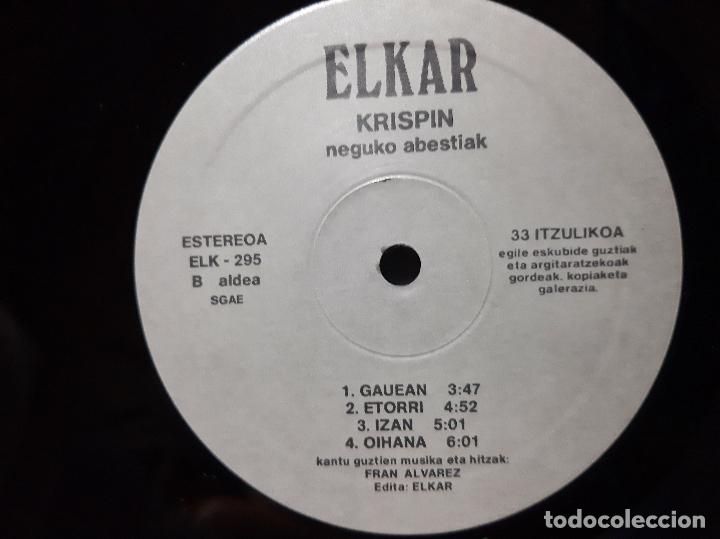 Discos de vinilo: KRISPIN -NEGUKO ABESTIAK- (1992) LP DISCO VINILO - Foto 2