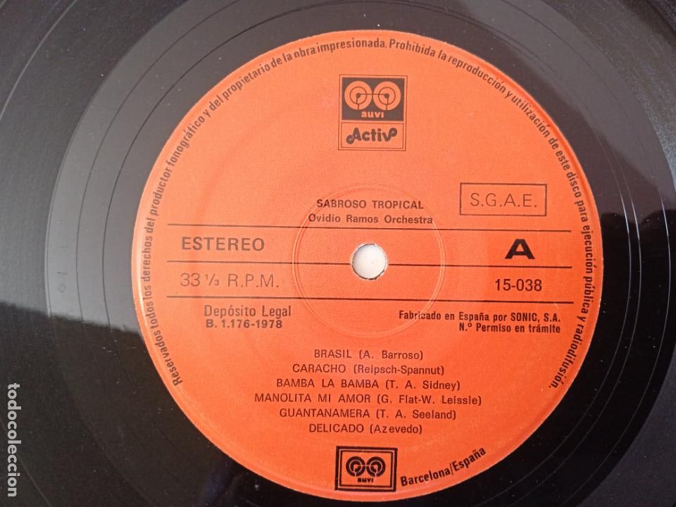 Discos de vinilo: Orquesta Ovidio Ramos LP Sabroso Tropical. MADE IN SPAIN 1978. DEFECTUOSO.
