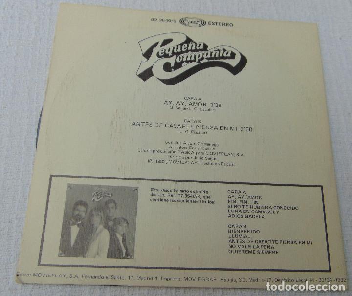 Discos de vinilo: LA PEQUE&Ntilde;A COMPA&Ntilde;IA - AY AY AMOR - SINGLE 1982 - Foto 2