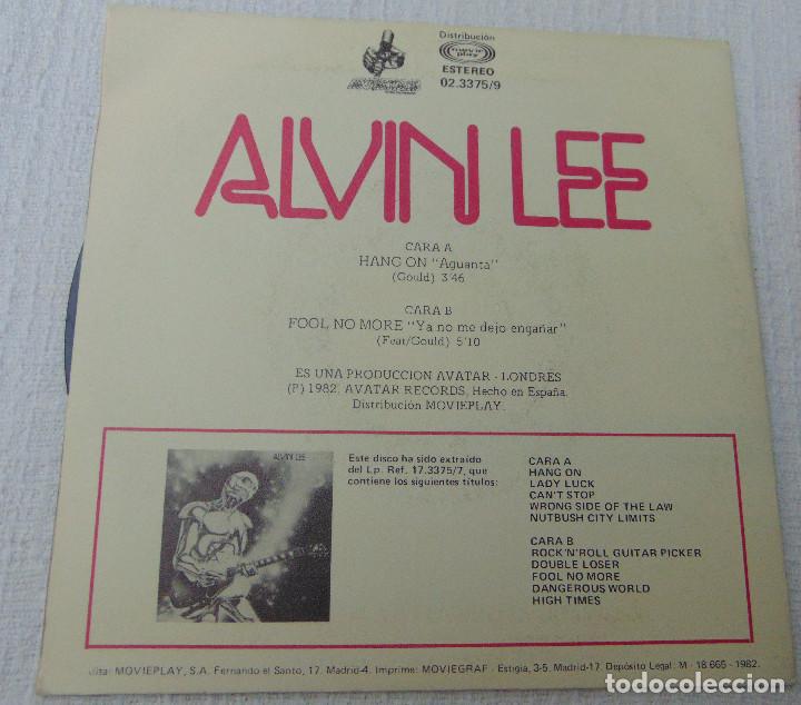 Discos de vinilo: Alvin Lee &ndash; Hang On - SINGLE 1982 - Foto 2