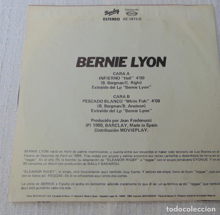 Discos de vinilo: Bernie Lyon &ndash; Infierno - SINGLE 1982 - Foto 2