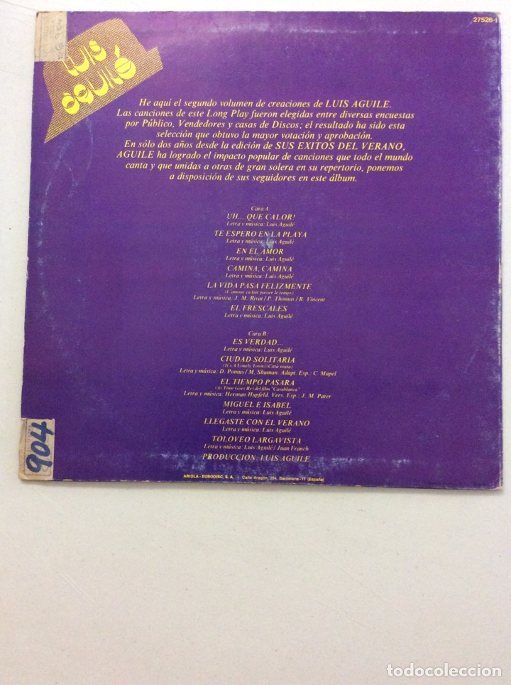 Discos de vinilo: Los grandes &eacute;xitos de Luis Aguiler. Vol 2 - Foto 2