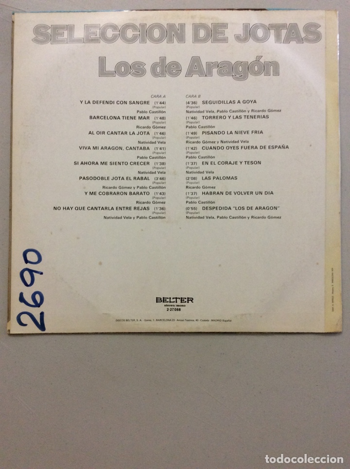 Discos de vinilo: Seleccion de jotas. Los de Aragon. - Foto 2