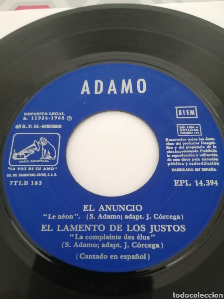 Discos de vinilo: Vinilo Adam dime musa 1968 EPL 14.394 Odeon - Foto 3