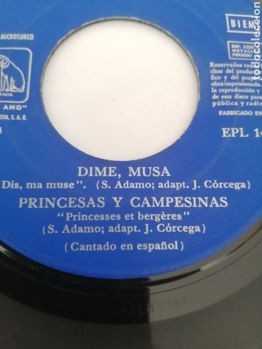 Discos de vinilo: Vinilo Adam dime musa 1968 EPL 14.394 Odeon - Foto 2