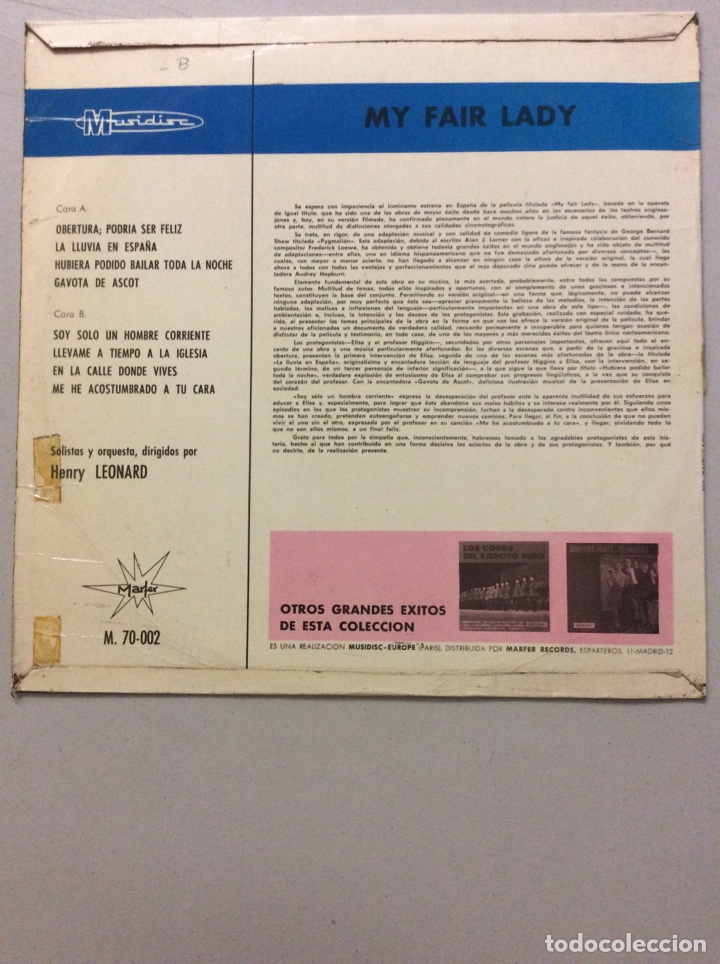 Discos de vinilo: BSO my fair lady. Henry Leonard. - Foto 2