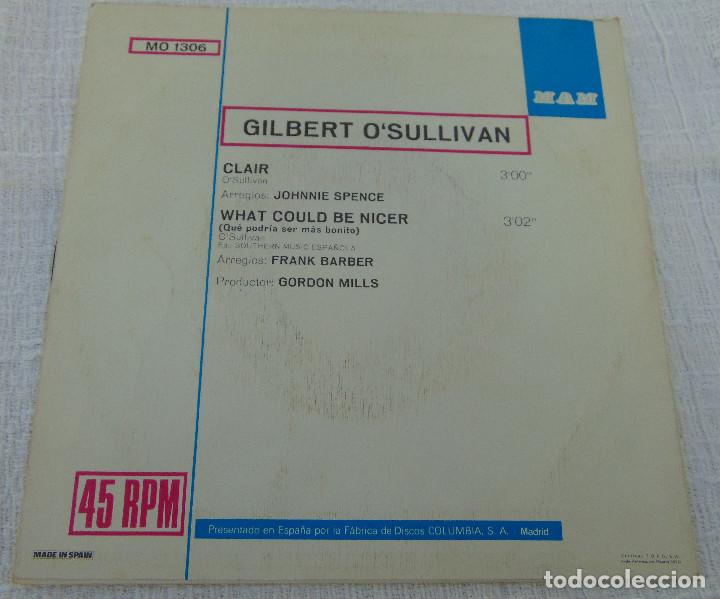 Discos de vinilo: GILBERT OSULLIVAN - CLAIR - SINGLE 1972 - Foto 2