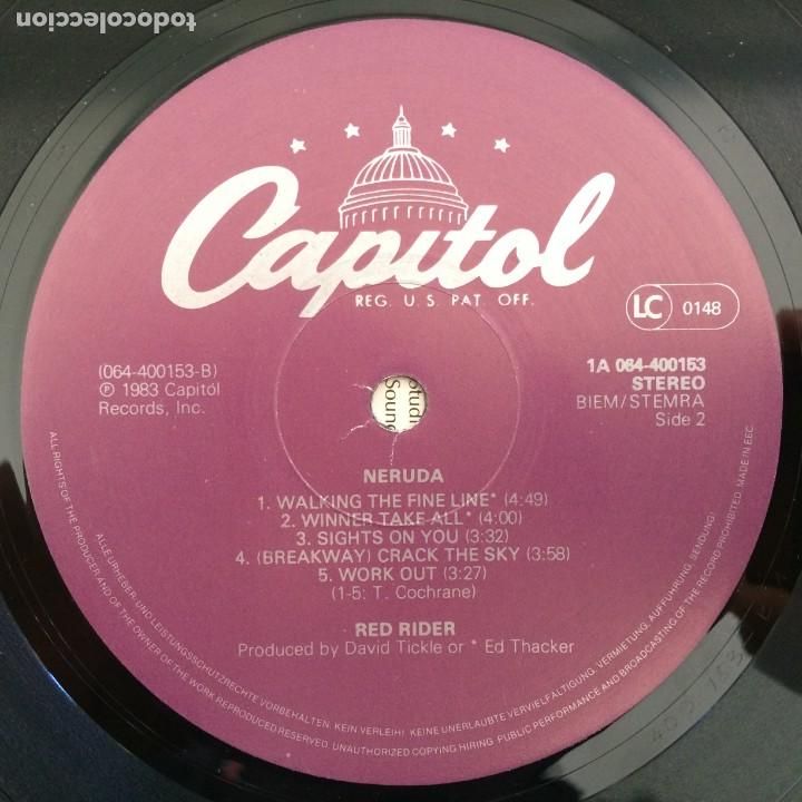 Discos de vinilo: Red Rider - Neruda , Holanda 1983 Capitol Records - Foto 5
