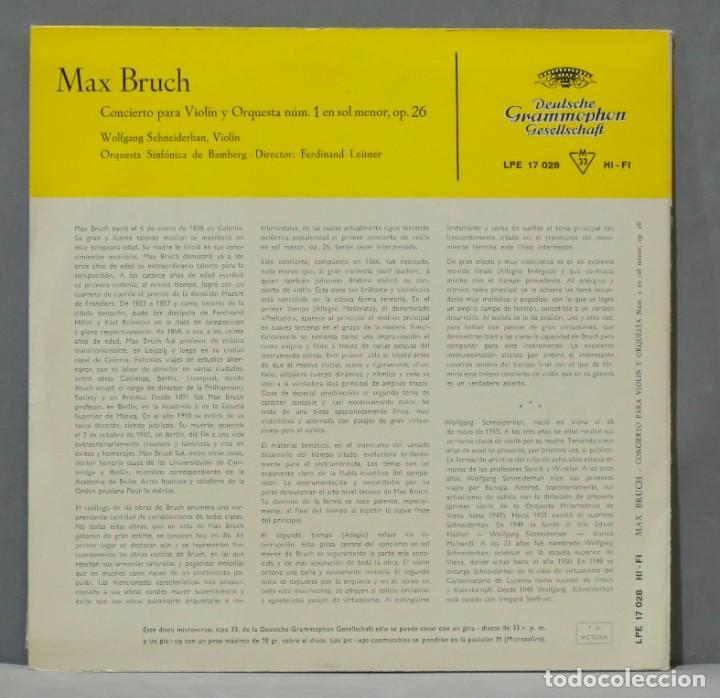 Discos de vinilo: LP. BRUCH. CONCIERTO OP. 26. LEITNER - Foto 2