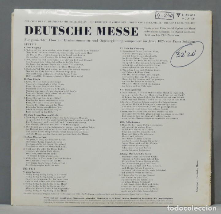 Discos de vinilo: LP. Forster &ndash; Deutsche Messe. SCHUBERT - Foto 3