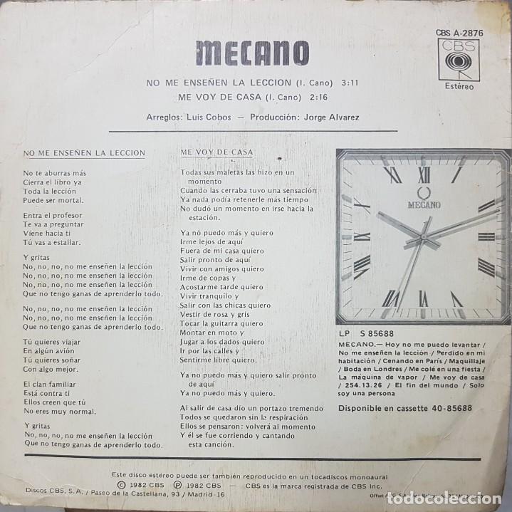 Discos de vinilo: Mecano - No me ense&ntilde;en la lecci&oacute;n - Single - 1982 - CBS - Foto 3