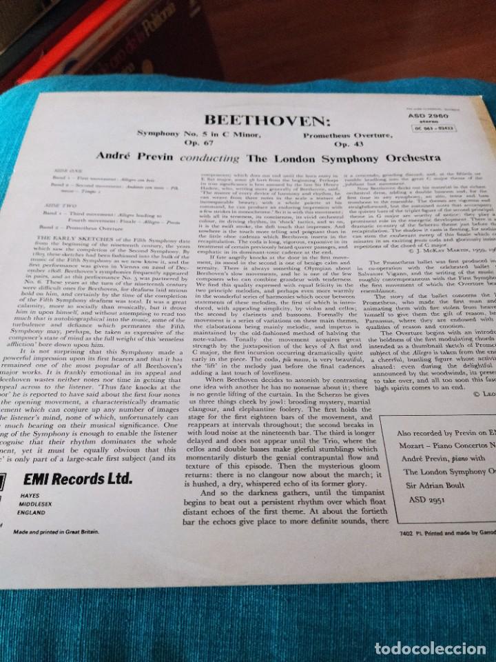 Discos de vinilo: Beethoven symphony 5 prometheus overture lp andre previn - Foto 2