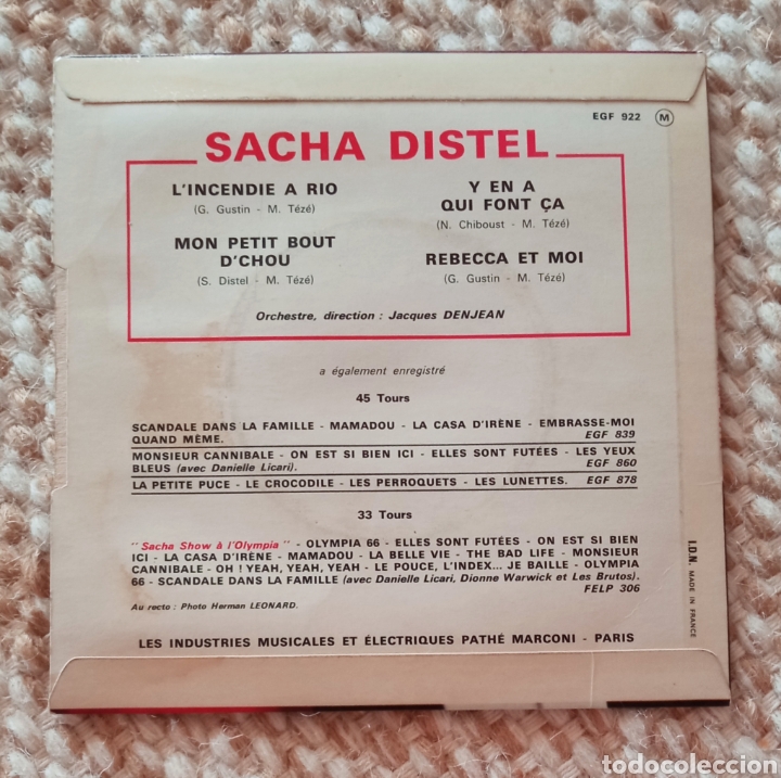 Discos de vinilo: Disco EP 7&rdquo;. Sacha Distel - Foto 2