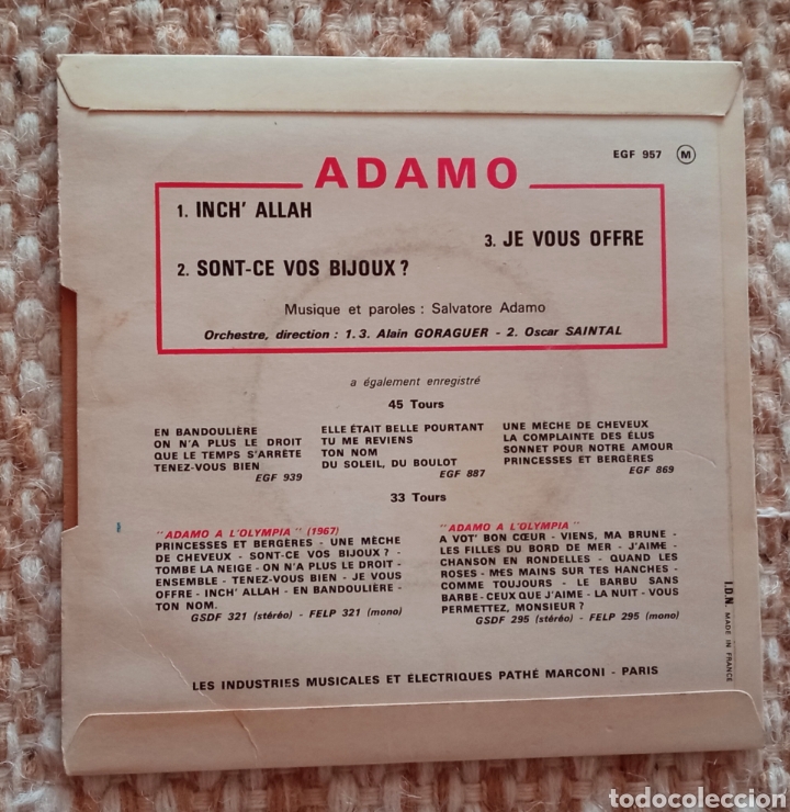 Discos de vinilo: Vinilo. EP 7&rdquo;. Adamo - Foto 2