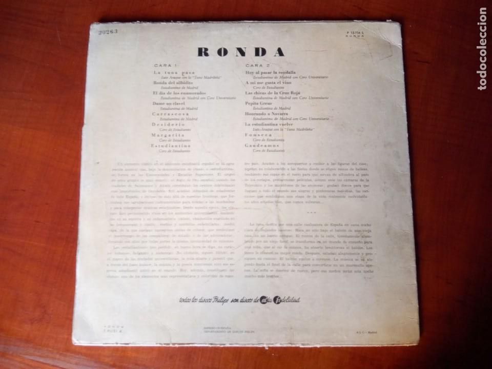 Discos de vinilo: LP RONDA, CANCIONES DE LA TUNA - PHILIPS - Foto 2