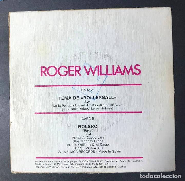 Discos de vinilo: ROGER WILLIAMS - Tema De Rollerball O.S.T - SINGLE 1975 - MCA - Foto 2