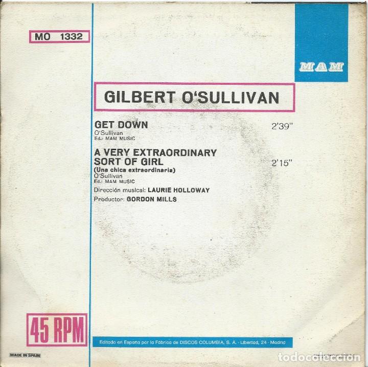 Discos de vinilo: Gilbert O`Sullivan Get Down 45 rpm - Foto 2
