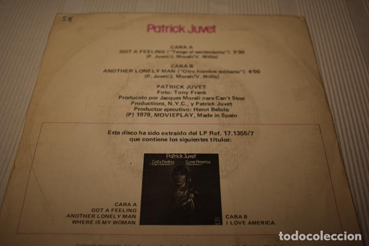 Discos de vinilo: SINGLE PATRICK JUVET TENGO EL SENTIMIENTO 1978 - Foto 3