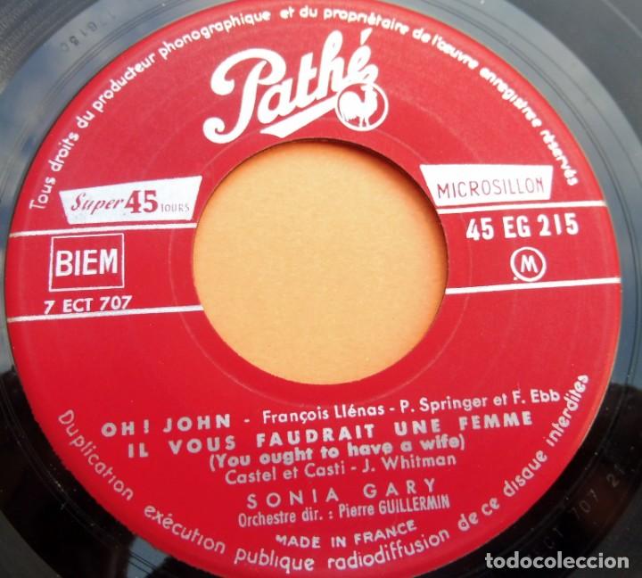 Discos de vinilo: SINGLE - SONIA GARY - OH! JOHN - PATH&acute;R - 45 EG 215 - - Foto 3