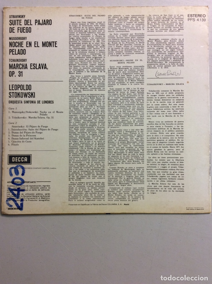 Discos de vinilo: Stravinsky. Firebird suite. Stokowski. - Foto 2