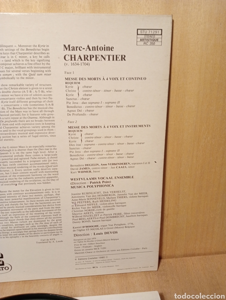 Discos de vinilo: Charpentier. Meses de Morts. Requiem. Louis Devos. - Foto 4