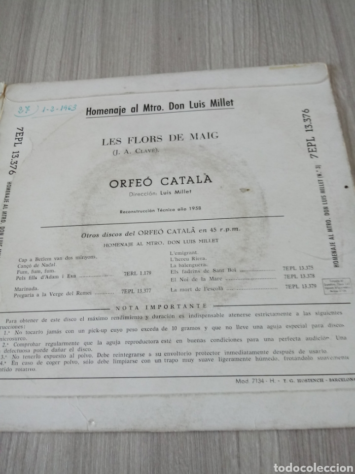 Discos de vinilo: Homenaje al maestro Don Luis Millet 1 y 3.Singles. - Foto 3