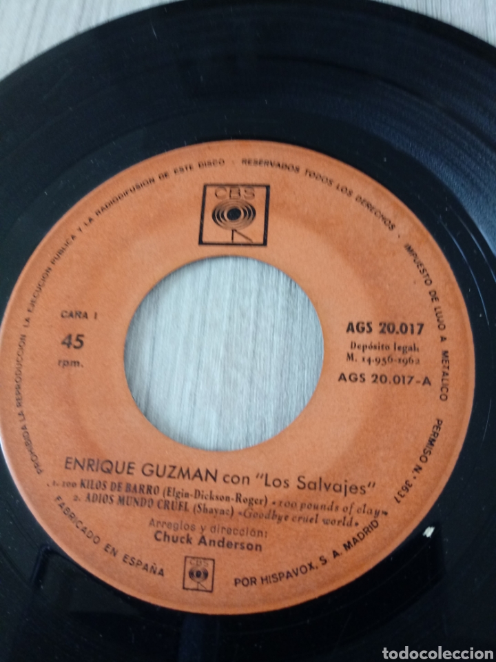 Discos de vinilo: Single de Enrique Guzman .CBS. 1962 - Foto 3