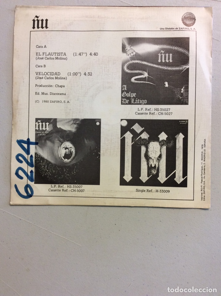 Discos de vinilo: &Ntilde;u. El flautista. Velocidad. - Foto 2