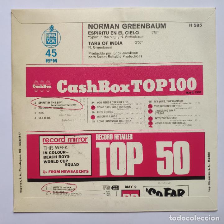 Discos de vinilo: NORMAN GREENBAUM - 45 SPAIN PS - MINT * ESPIRITU EN EL CIELO - Foto 2