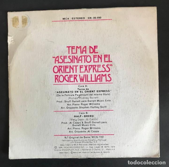Discos de vinilo: ROGER WILLIAMS - Asesinato En El Orient Express - SINGLE 1972 - MCA - Foto 2