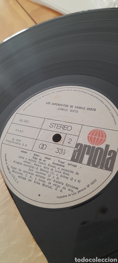 Discos de vinilo: Los s&uacute;per &eacute;xitos de Camilo Sesto 1976 - Foto 6