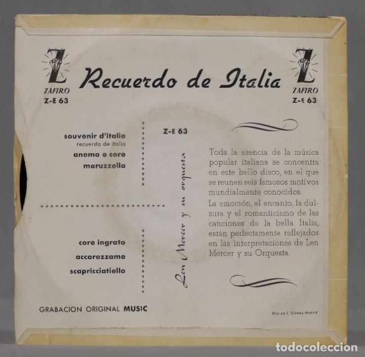 Discos de vinilo: EP. LEN MERCER. RECUERDO DE ITALIA - Foto 2