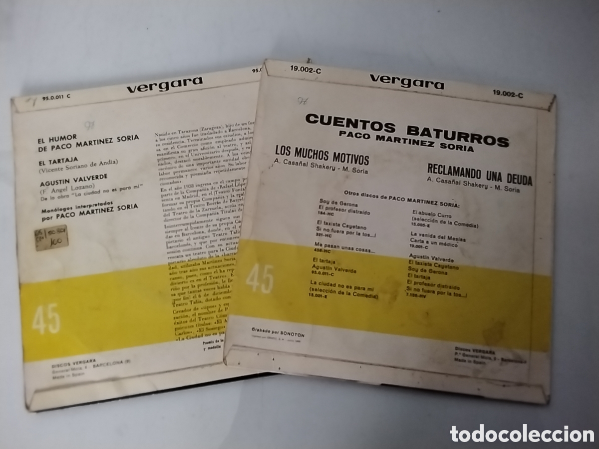 Discos de vinilo: Singles Paco Mart&iacute;nez Soria - Foto 2
