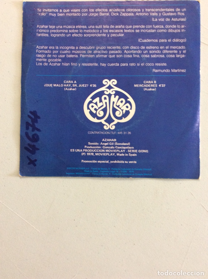 Discos de vinilo: Azahar. &iquest;Que malo hay, Sr Juez? - Foto 2
