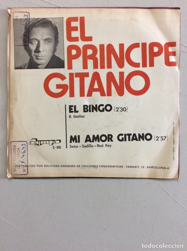 Discos de vinilo: El principe gitano. El Bingo. Mi amor gitano. - Foto 2