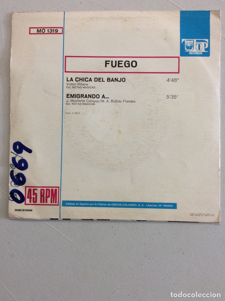 Discos de vinilo: Fuego. La chica del banjo. Emigrando a... - Foto 2