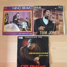 Discos de vinilo: LOTE 3 VINILOS- NINO BRAVO, TOM JONES Y CLIFF RICHARD. Lote 362701460