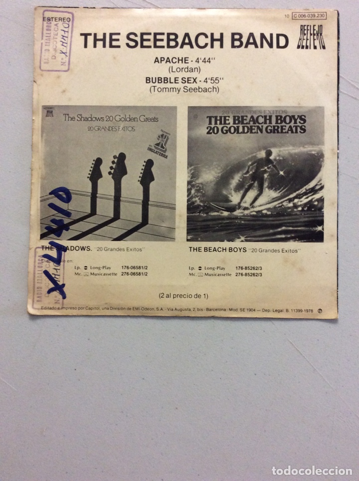 Discos de vinilo: Apache. Bubble sex. The seebach band. - Foto 2